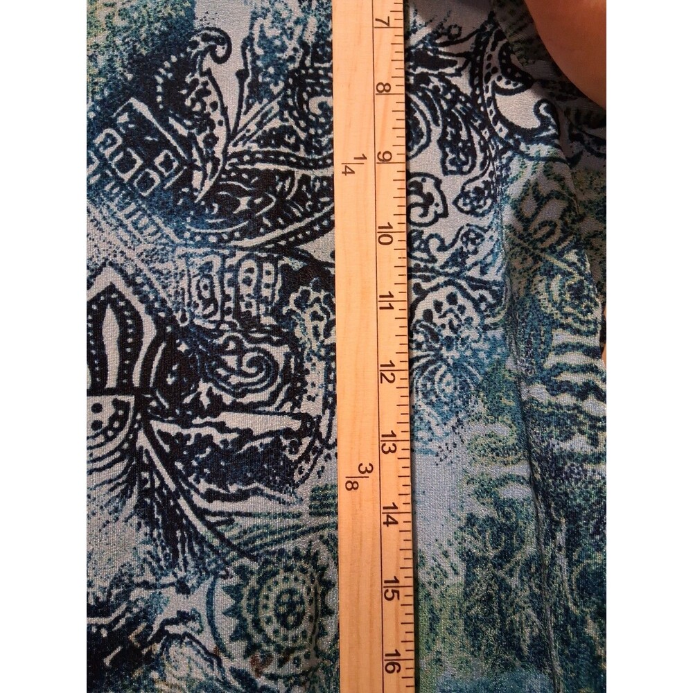Travelsmith Blue Geometric Blue Floral Wrinkle Free Packable Blouse Size M - Picture 6 of 7